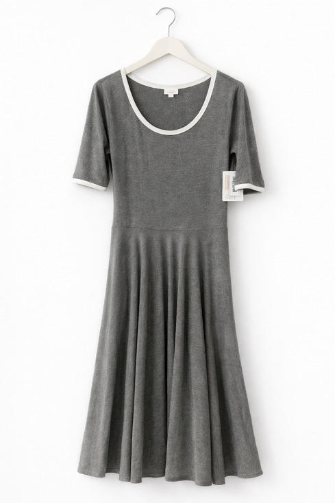 LuLaRoe Dresses & Skirts - 🤍 LuLaRoe Nicole Heather Gray Fit & Flare Nicole Dress Size XL NWT NEW 🤍